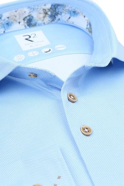 R2 Knitted Piqué Overhemd Lichtblauw - Afbeelding 5