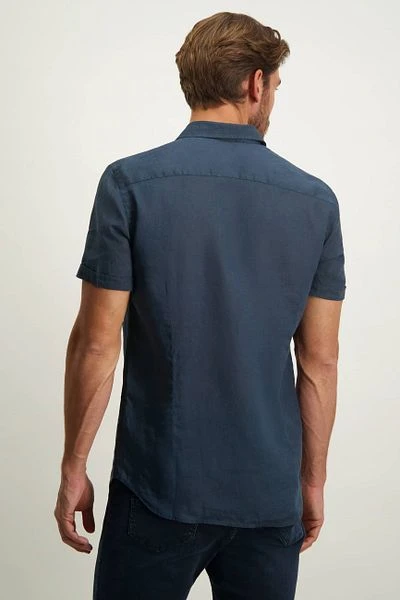 State Of Art Short Sleeve Overhemd Linnen Navy - Afbeelding 4