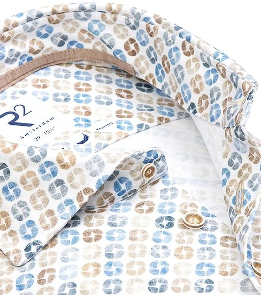 R2 Knitted Kntted Overhemd Beige Blauw - Afbeelding 4