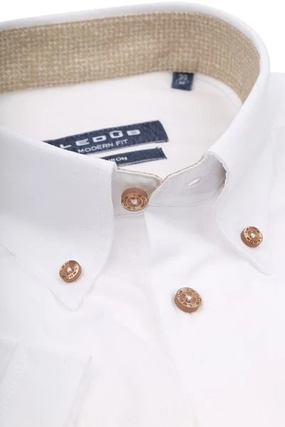 Ledub Short Sleeve Overhemd Wit Bruin - Afbeelding 5