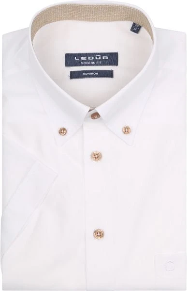 Ledub Short Sleeve Overhemd Wit Bruin - Afbeelding 4