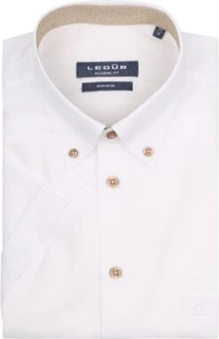 Ledub Short Sleeve Overhemd Wit Bruin