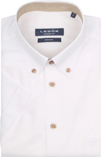 Ledub Short Sleeve Overhemd Wit Bruin