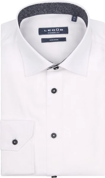 Ledub Overhemd Wit Navy